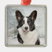 Corgi Kerstmis Metalen Ornament (Voorkant)