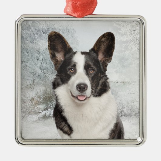 Corgi Kerstmis Metalen Ornament (Voorkant)