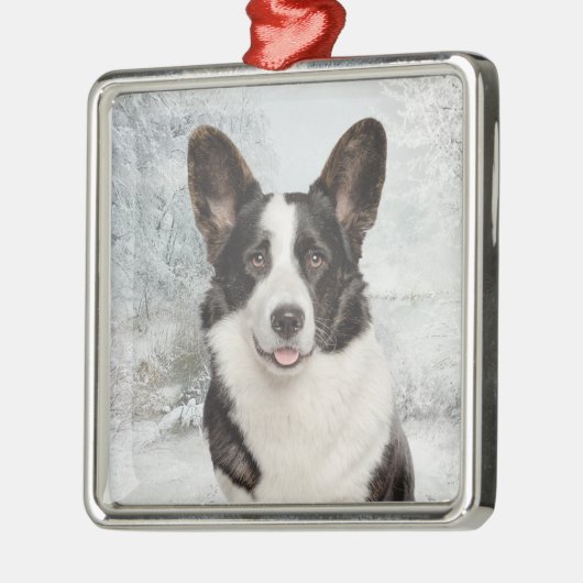 Corgi Kerstmis Metalen Ornament (Links)
