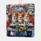 Corgi Kerstmis Rode Truck Vakantie Keramisch Ornament (Links)