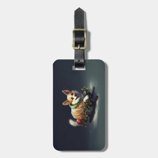 Corgi Kerstmis sneeuw winter Bagagelabel (Voorkant verticaal)