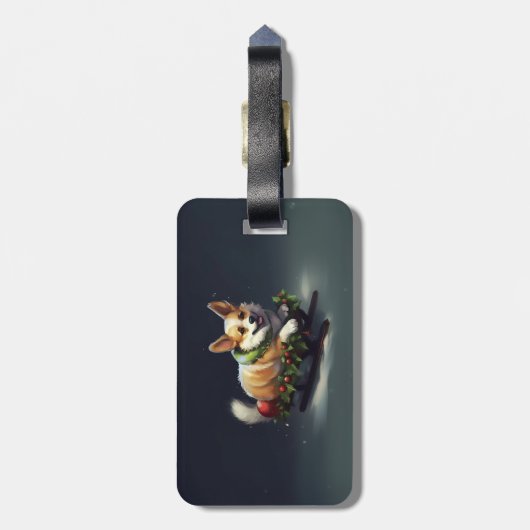 Corgi Kerstmis sneeuw winter Bagagelabel (Achterkant verticaal)