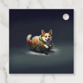 Corgi Kerstmis sneeuw winter Bedankjes Labels (Achterkant)
