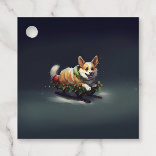 Corgi Kerstmis sneeuw winter Bedankjes Labels (Voorkant)