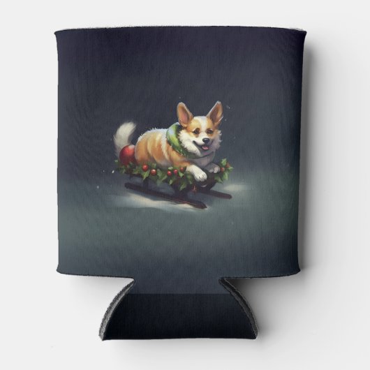 Corgi Kerstmis sneeuw winter Blikjeskoeler (Voorkant)