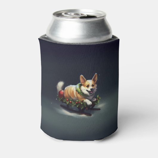 Corgi Kerstmis sneeuw winter Blikjeskoeler (Blikje Achterkant)