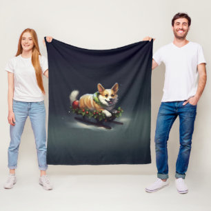 Corgi Kerstmis sneeuw winter Fleece Deken
