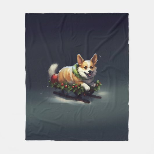 Corgi Kerstmis sneeuw winter Fleece Deken (Voorkant)