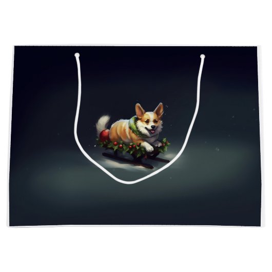 Corgi Kerstmis sneeuw winter Groot Cadeauzakje (Voorkant)