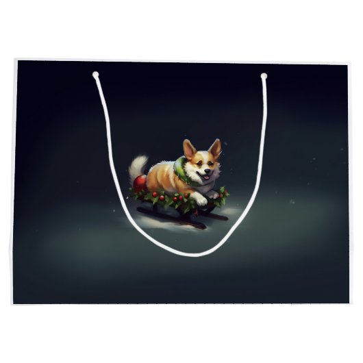 Corgi Kerstmis sneeuw winter Groot Cadeauzakje (Achterkant)