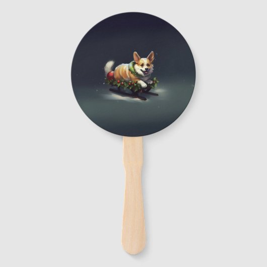 Corgi Kerstmis sneeuw winter Handwaaier (Achterkant)