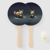 Corgi Kerstmis sneeuw winter Handwaaier (Voorkant en achterkant)