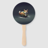 Corgi Kerstmis sneeuw winter Handwaaier (Voorkant)