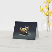 Corgi Kerstmis sneeuw winter Kaart (Gele Bloem)