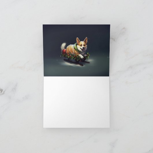 Corgi Kerstmis sneeuw winter Kaart (Binnen)