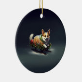 Corgi Kerstmis sneeuw winter Keramisch Ornament (Rechts)