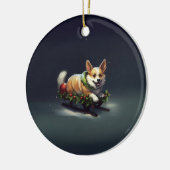 Corgi Kerstmis sneeuw winter Keramisch Ornament (Links)