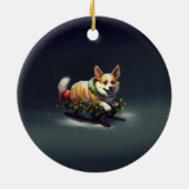 Corgi Kerstmis sneeuw winter Keramisch Ornament (Achterkant)