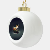 Corgi Kerstmis sneeuw winter Keramische Bal Ornament (Rechts)