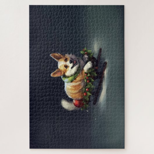 Corgi Kerstmis sneeuw winter Legpuzzel (Verticaal)