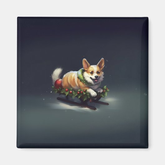 Corgi Kerstmis sneeuw winter Magneet (Voorkant)