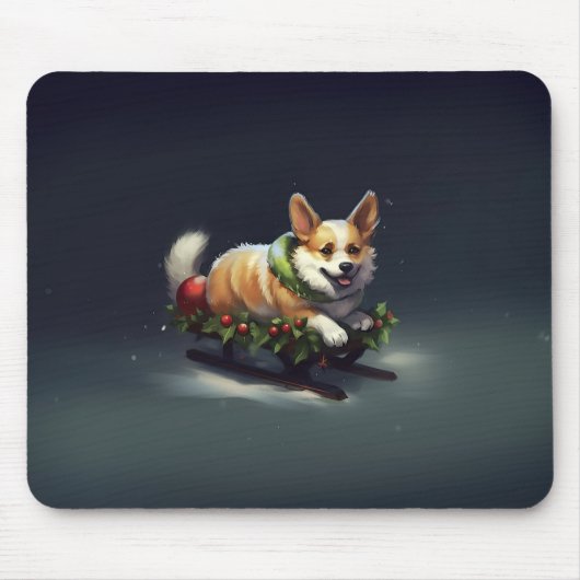 Corgi Kerstmis sneeuw winter Muismat (Voorkant)