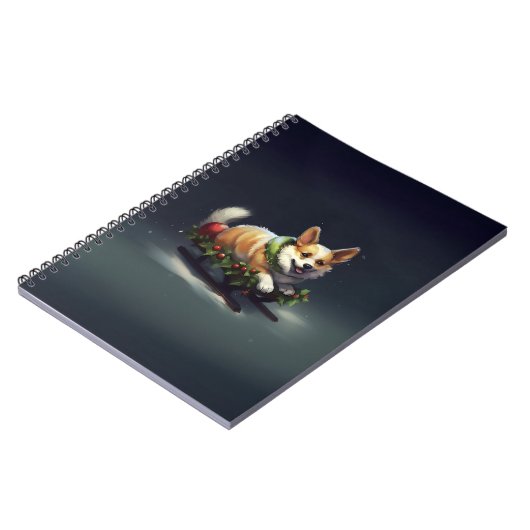 Corgi Kerstmis sneeuw winter Notitieboek (Linkerzijde)
