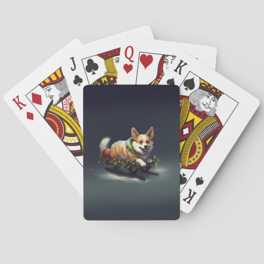 Corgi Kerstmis sneeuw winter Pokerkaarten (Achterkant)