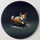 Corgi Kerstmis sneeuw winter Ronde Button 6,0 Cm (Voorkant)