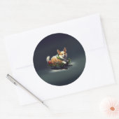 Corgi Kerstmis sneeuw winter Ronde Sticker (Envelop)