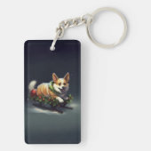 Corgi Kerstmis sneeuw winter Sleutelhanger (achterkant)