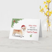 Corgi Kerstmis Van Hond In Grappige Santa Hoed Kaart (Gele Bloem)