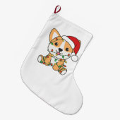 Corgi Kerstmis Winter Dieren Hond Grote Kerstsok (Voorkant (Hangend))