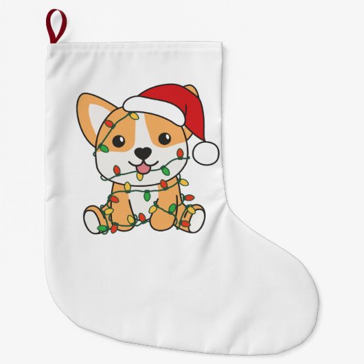 Corgi Kerstmis Winter Dieren Hond Grote Kerstsok (Voorkant)