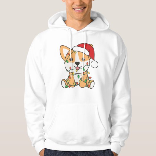 Corgi Kerstmis Winter Dieren Hond Hoodie (Voorkant)