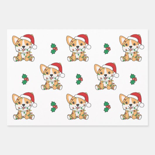 Corgi Kerstmis Winter Dieren Hond Inpakpapier Vel (Voorkant)