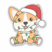 Corgi Kerstmis Winter Dieren Hond Sticker (Voorkant)