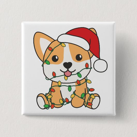 Corgi Kerstmis Winter Dieren Hond Vierkante Button 5,1 Cm (Voorkant)