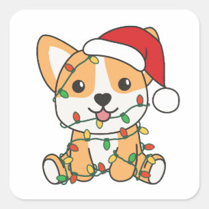 Corgi Kerstmis Winter Dieren Hond Vierkante Sticker