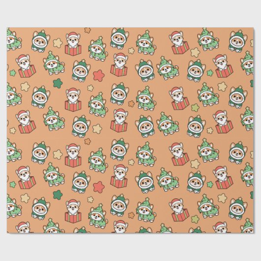 Corgi-kerstpapier Cadeaupapier (Vlak)