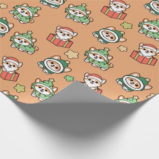 Corgi-kerstpapier Cadeaupapier (Hoek)