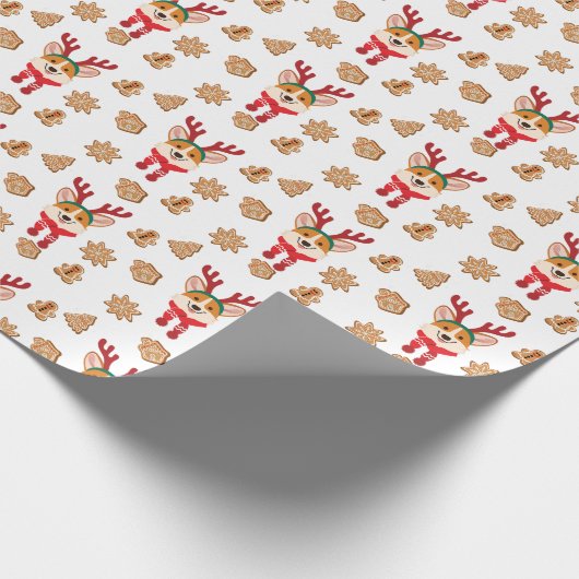 Corgi kerstpatroon cadeaupapier (Hoek)