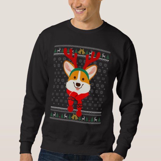 Corgi Kerstrendiertje Ugly Sweater Scarf Holida (Voorkant)