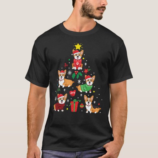 Corgi-kerstsierboom Klassieke T-shirt (Voorkant)