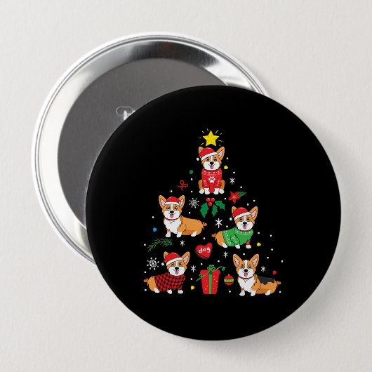 Corgi-kerstsierboom Ronde Button 4,0 Cm (Voorkant /achterkant)