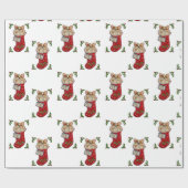 Corgi-kerststookpapier Cadeaupapier (Vlak)