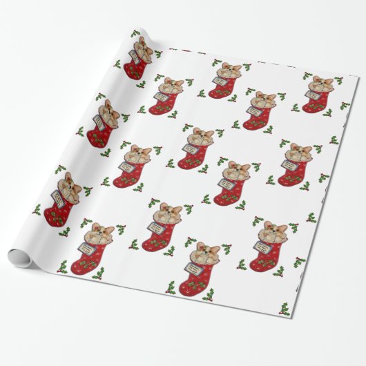 Corgi-kerststookpapier Cadeaupapier (Uitgerold)