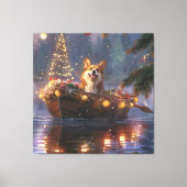 Corgi Kerstvakantie Canvas Afdruk (Voorkant)