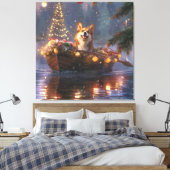 Corgi Kerstvakantie Canvas Afdruk (Insitu (Slaapkamer))