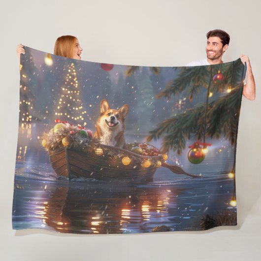 Corgi Kerstvakantie Fleece Deken (In situ)